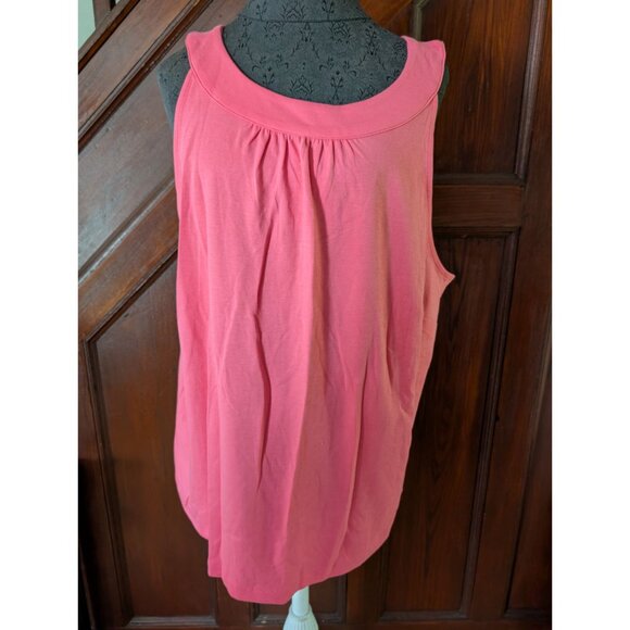 Talbots Plus Womens Pink Sleeveless Tank Top 2X Keyhole Back 100% Cotton - Picture 1 of 7